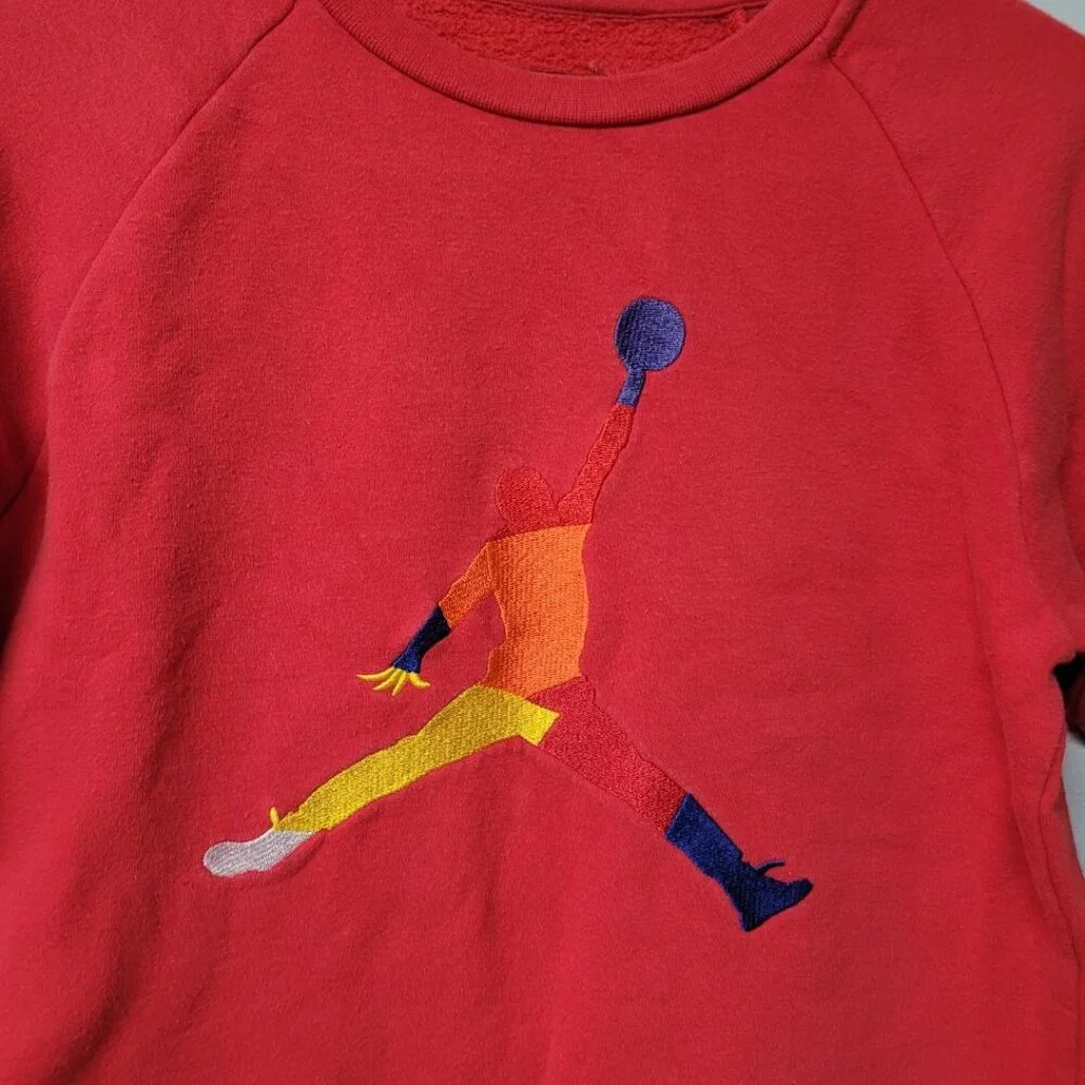 Jordan Air Sweatshirt Boys‎ Large 12-13 Years Red Youth Basketball Embroidered